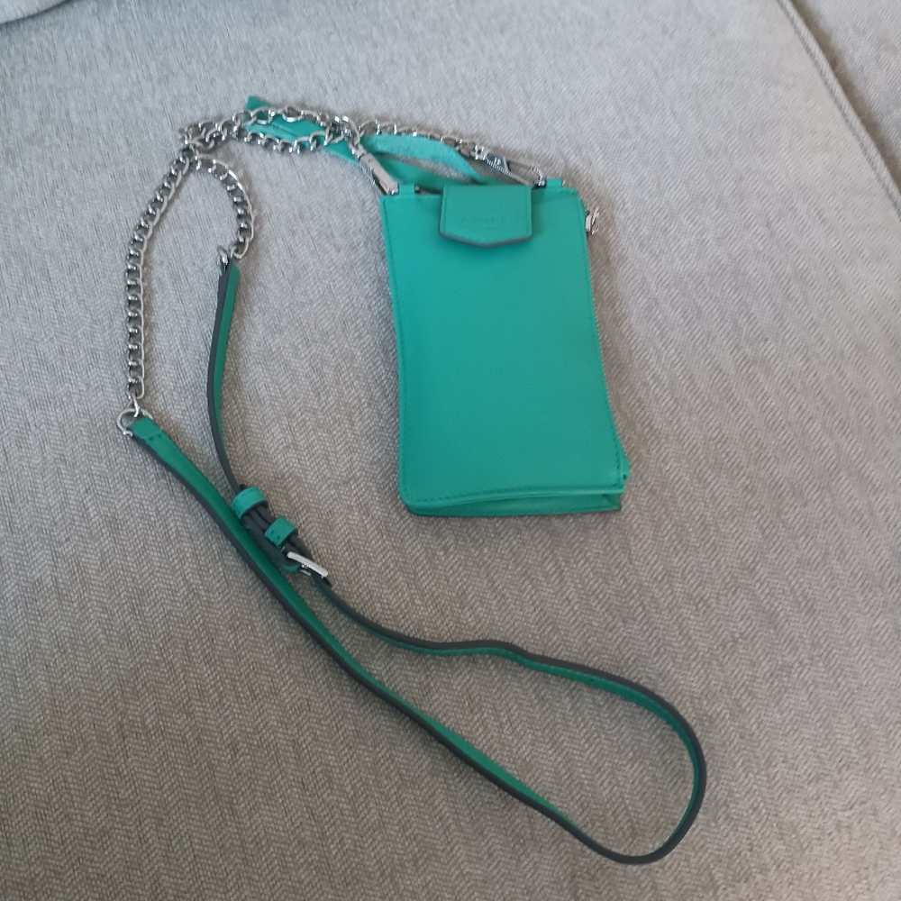 Aimee Kestenberg green leather crossbody phone case and wallet